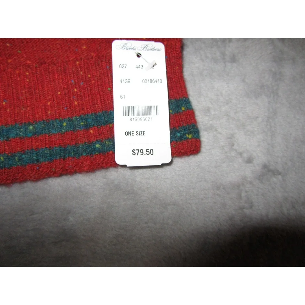 Brooks Brothers Red Lambswool Donegal Fleck Striped Ribbed Scarf NWT 4139